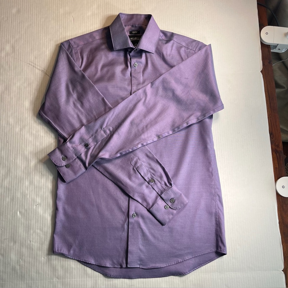 Kenneth Cole Awearness Men's Dress Shirt Non-Iron Slim Fit Sz 15  34/35  Purple
